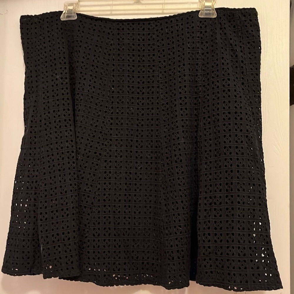Black Eyelet A-Line Skirt - Women